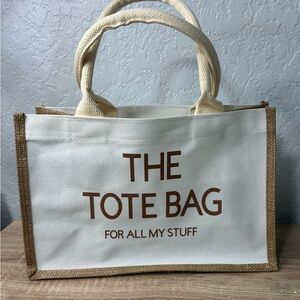 White and Brown Tote Bag